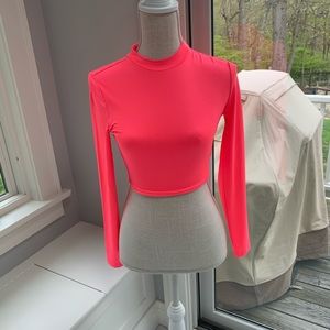 Hot pink long sleeve crop top
